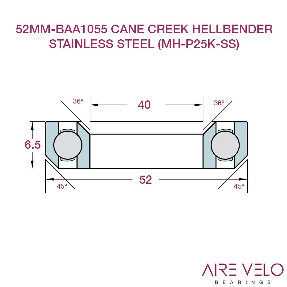hemel weggooien Regenboog 52MM-BAA1055 CANE CREEK HELLBENDER STAINLESS STEEL BEARING (MH-P25K-SS)